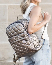 Jade Metallic Puffer Backpack