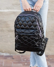 Jade Metallic Puffer Backpack - Black / OneSize