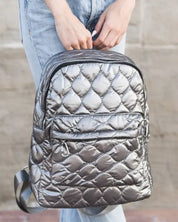 Jade Metallic Puffer Backpack - Pewter / OneSize