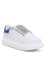 Jaxen Rhinestones Lace Up Sneakers - WHITE / US-5 UK-3 EU-36