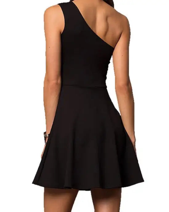 JUNIORS ONE SHOULDER DRESS WITH TEARDROP CUTOUT