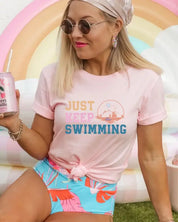 Just Keep Swimming Graphic Tee - PInk / L