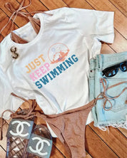 Just Keep Swimming Graphic Tee - White / L