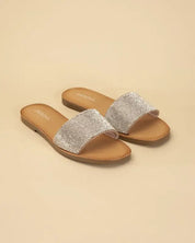 JUSTICE-S RHINESTONE SLIDES - Rose Gold / 6