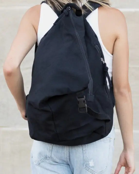 Kai Asymmetric Canvas Backpack - Black / OneSize