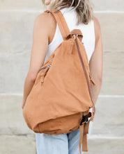 Kai Asymmetric Canvas Backpack - Camel / OneSize