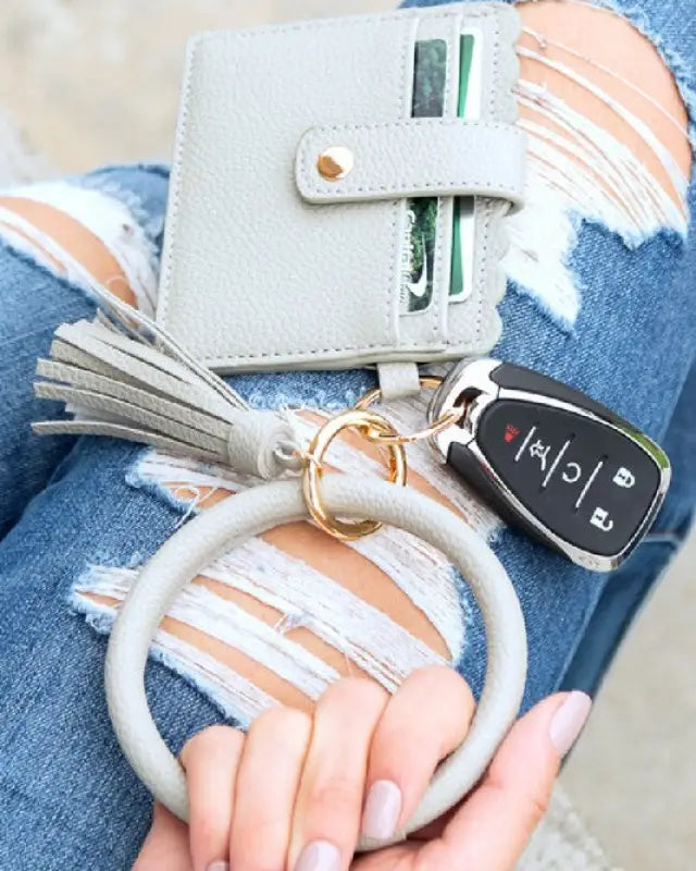 Key Ring ID Wallet Bracelet - Gray / OneSize