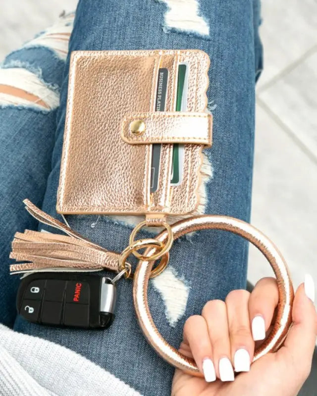 Key Ring ID Wallet Bracelet - Rose Gold / OneSize