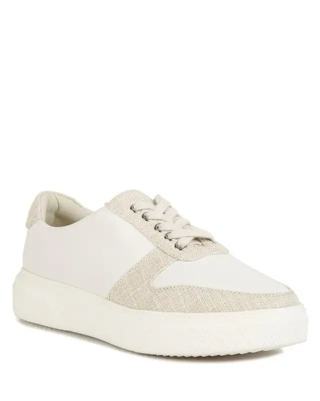 Kjaer Dual Tone Leather Sneakers - White / 5