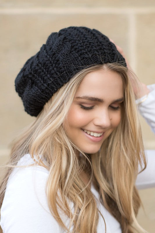 Knit Slouchy Beret - Gray / OneSize