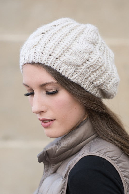 Knit Slouchy Beret - Gray / OneSize