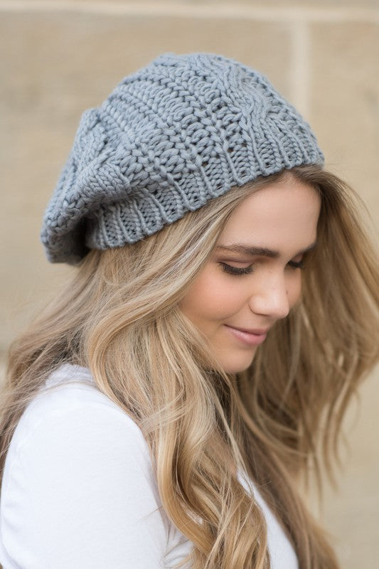 Knit Slouchy Beret - Gray / OneSize