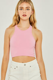 Knit Solid Cropped Seamless Tank Top