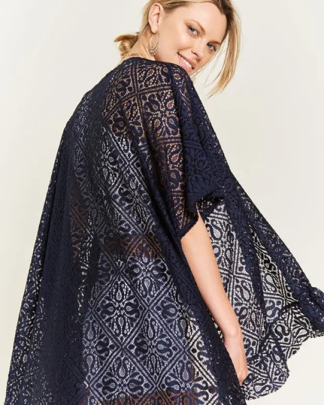 LACE OVER SIZE RUFFLE KIMONO