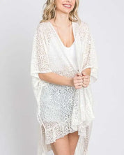 LACE OVER SIZE RUFFLE KIMONO