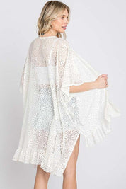 LACE OVER SIZE RUFFLE KIMONO