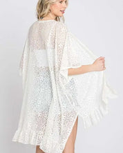 LACE OVER SIZE RUFFLE KIMONO