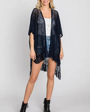 LACE OVER SIZE RUFFLE KIMONO