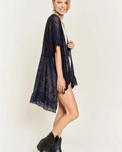 LACE OVER SIZE RUFFLE KIMONO