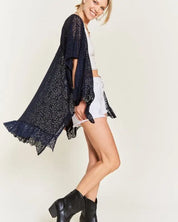 LACE OVER SIZE RUFFLE KIMONO