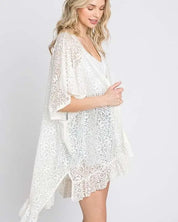 LACE OVER SIZE RUFFLE KIMONO