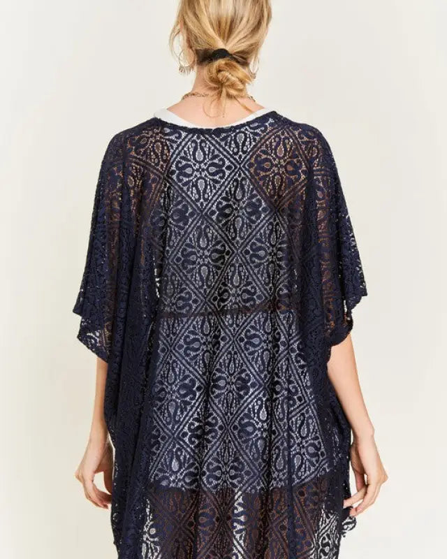 LACE OVER SIZE RUFFLE KIMONO