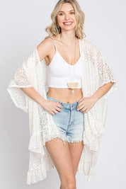 LACE OVER SIZE RUFFLE KIMONO