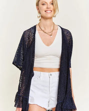 LACE OVER SIZE RUFFLE KIMONO