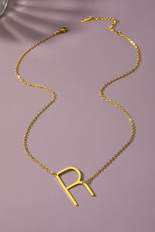 Large Stainless Steel Initial Pendant Necklace