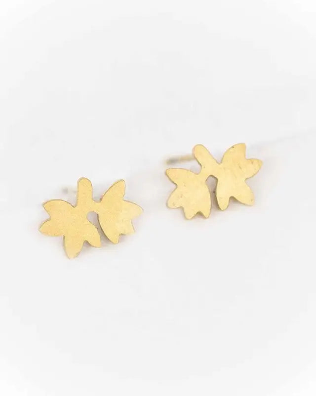 Leaf Stud Earrings - Gold / OS