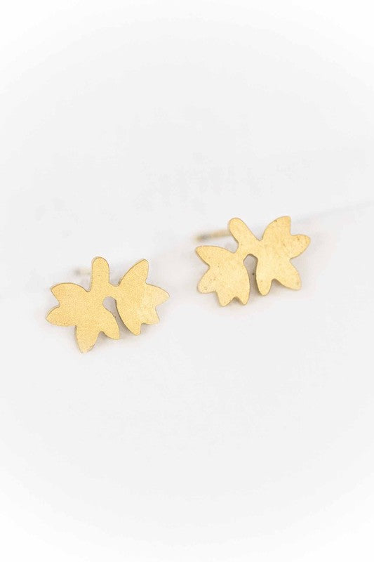 Leaf Stud Earrings - Gold / OS