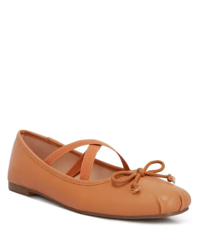 Leina Recycled Faux Leather Ballet Flats - Tan / US - 5 UK - 3 EU - 36