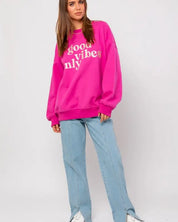 Letter Embroidery Oversized Sweatshirt