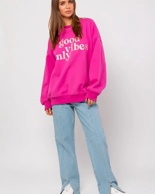 Letter Embroidery Oversized Sweatshirt