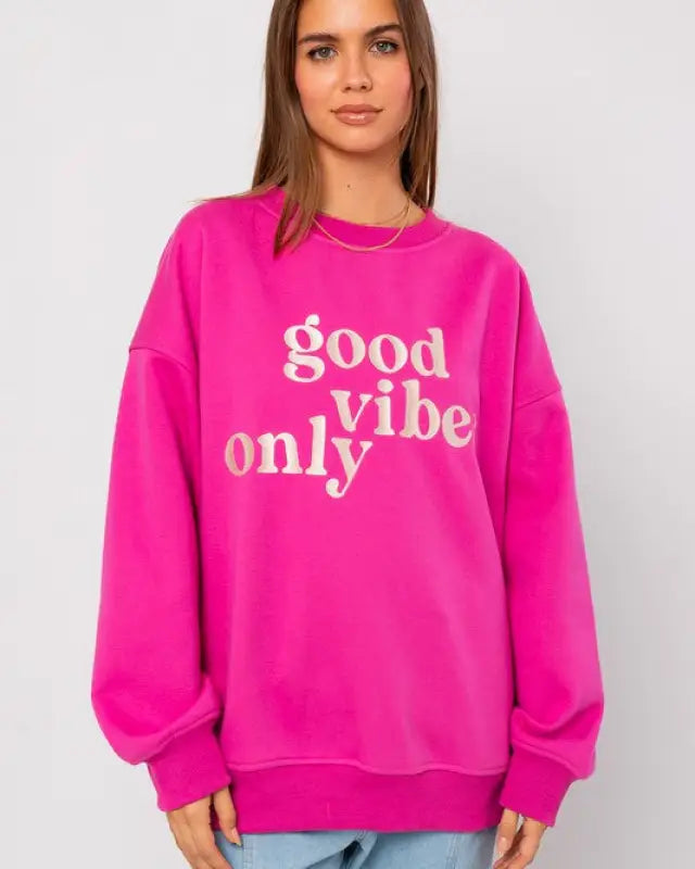 Letter Embroidery Oversized Sweatshirt