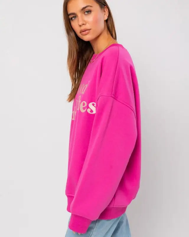 Letter Embroidery Oversized Sweatshirt