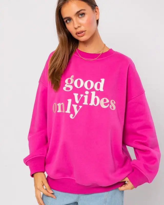 Letter Embroidery Oversized Sweatshirt