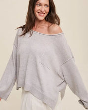 Light Weight Wide Neck Crop Pullover Knit Sweater