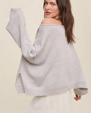 Light Weight Wide Neck Crop Pullover Knit Sweater