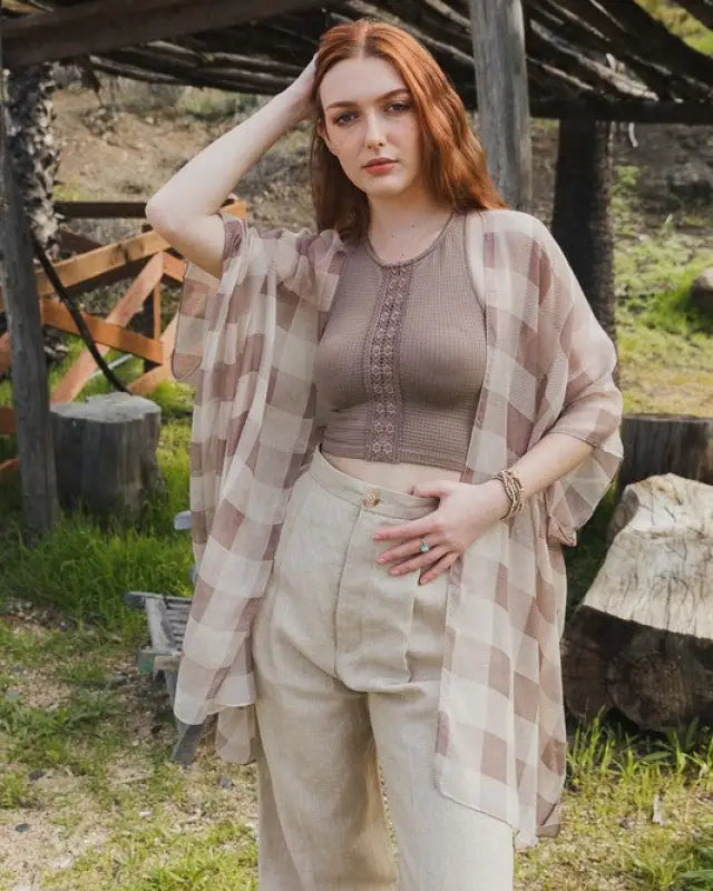 Lightweight Buffalo Check Kimono