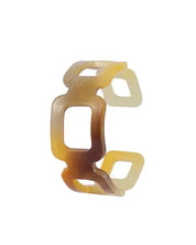 LINKED SUARED MARBLED RESIN CUFF ACRYLIC BRACELETS - KHKH/KHAKI / Os