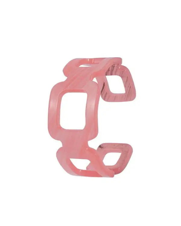 LINKED SUARED MARBLED RESIN CUFF ACRYLIC BRACELETS - LRLR/PINK / Os