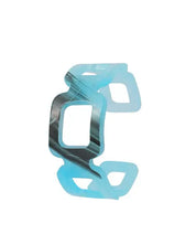 LINKED SUARED MARBLED RESIN CUFF ACRYLIC BRACELETS - TEAL/TLTL / Os