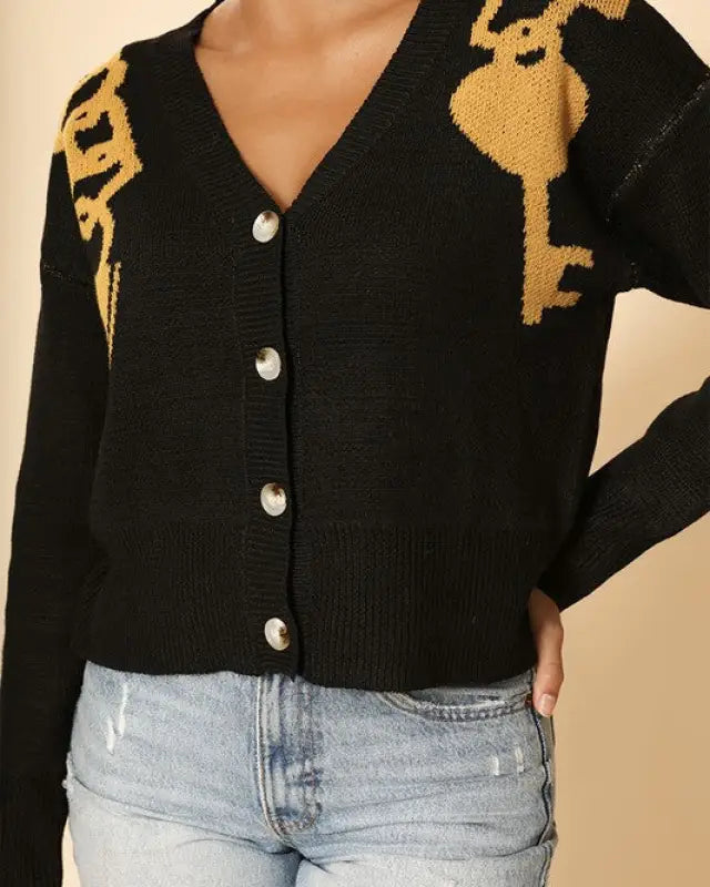 Lock and key cropped cardigan - Black / S