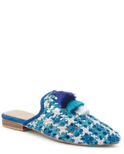 London Rag MARIANA WOVEN FLAT MULES WITH TASSELS - Blue / 5