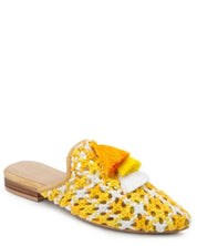 London Rag MARIANA WOVEN FLAT MULES WITH TASSELS - Yellow / 5