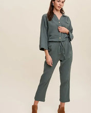 Long Sleeve Button Down And Long Pants Sets