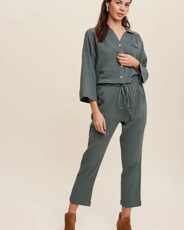 Long Sleeve Button Down And Long Pants Sets