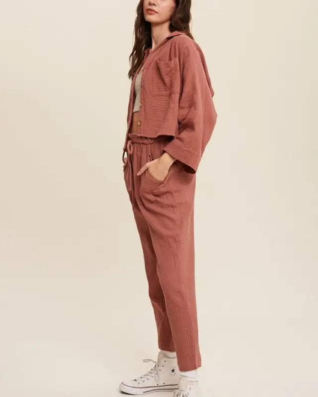 Long Sleeve Button Down And Long Pants Sets