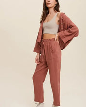 Long Sleeve Button Down And Long Pants Sets